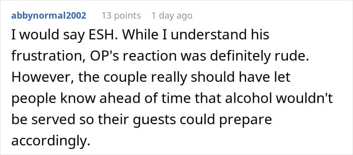 "Am I The Jerk For Being Pissed There Was No Alcohol At A Wedding?"