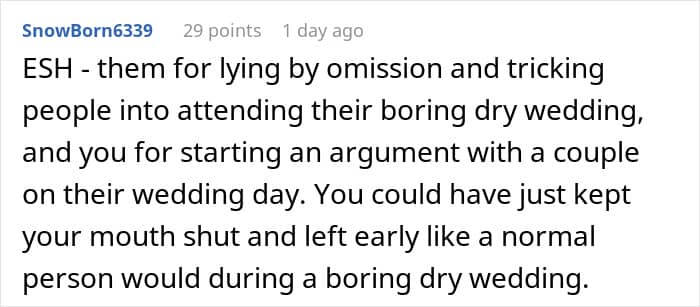 "Am I The Jerk For Being Pissed There Was No Alcohol At A Wedding?"