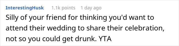 "Am I The Jerk For Being Pissed There Was No Alcohol At A Wedding?"