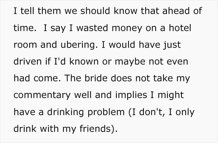 "Am I The Jerk For Being Pissed There Was No Alcohol At A Wedding?"